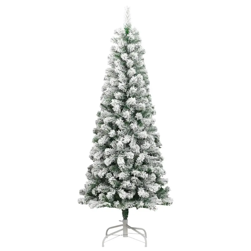 Artificial Hinged Christmas Tree 210cm White Flocked Snow Holiday Seasonal Decor