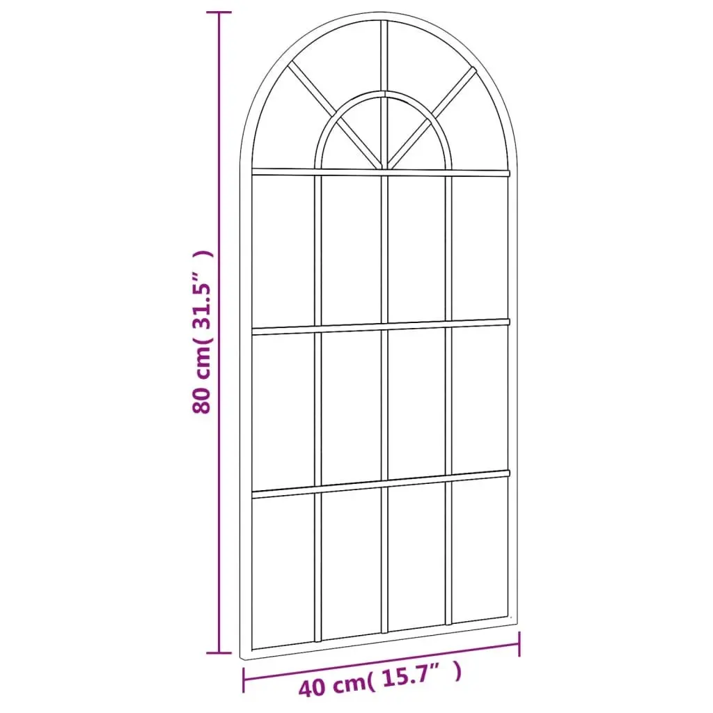 Arch Wall Mirror Iron Frame 40x80 cm Black