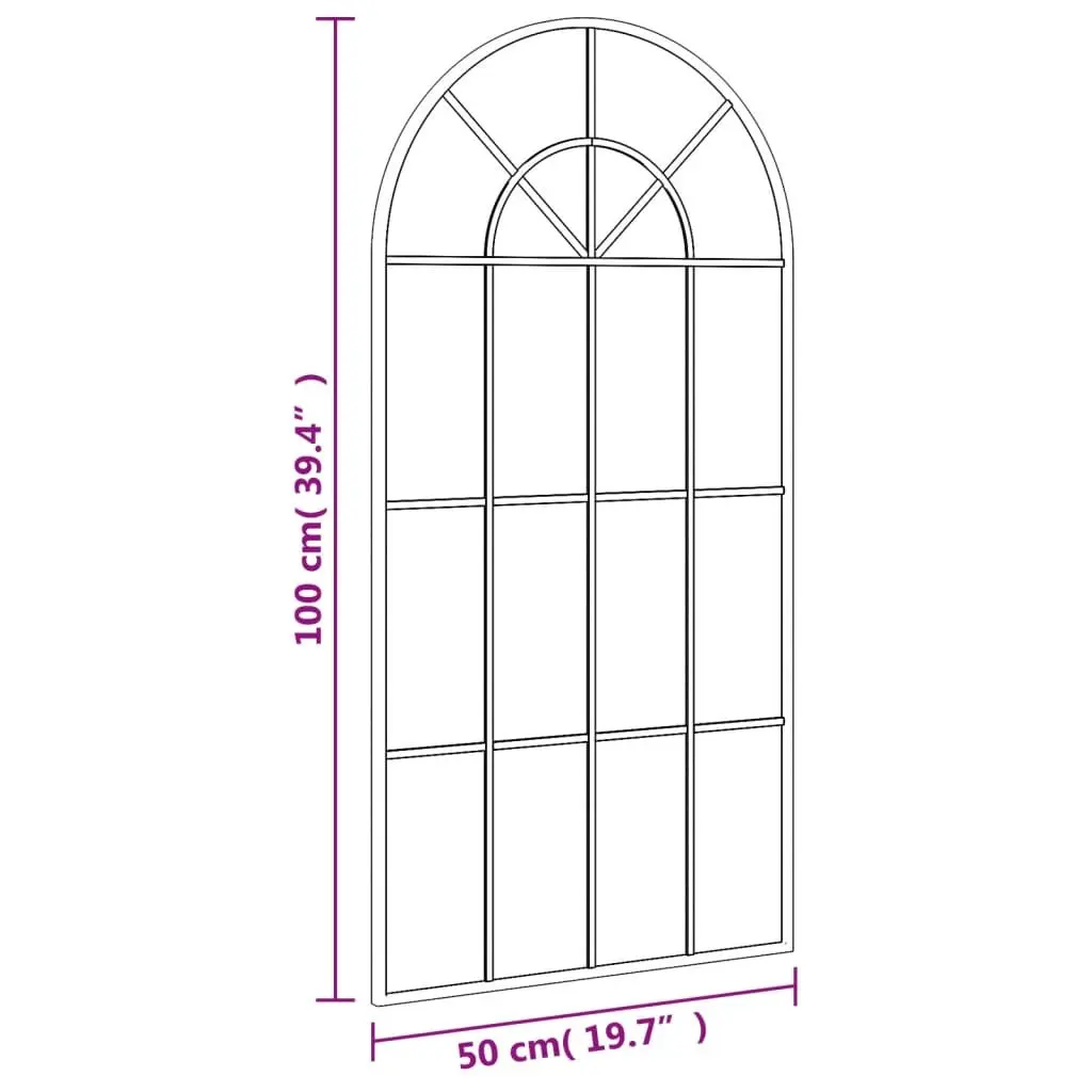 Wall Mirror Black Arch 50x100 cm Iron Frame Minimalist Home Decor Hallway
