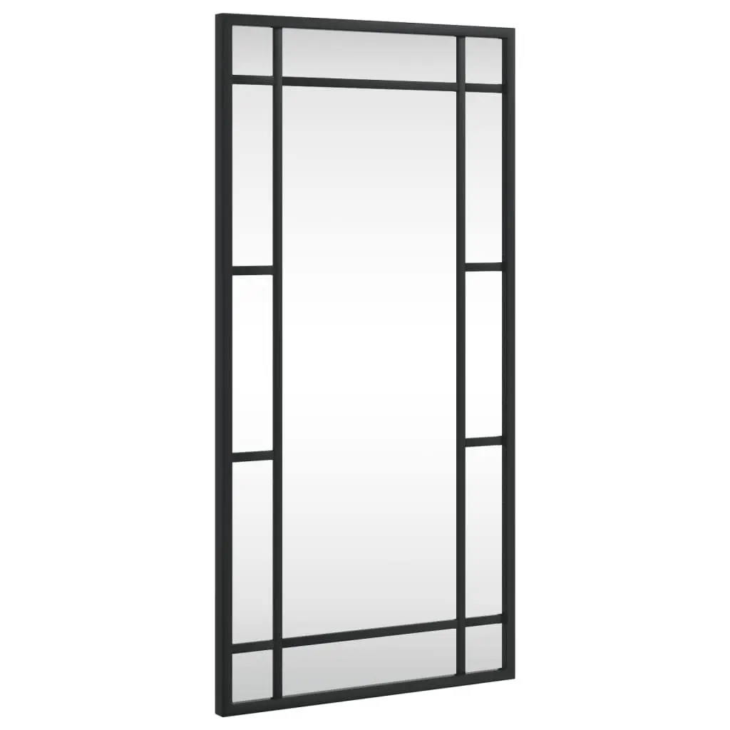 Wall Mirror Iron Frame 30x60 cm Black Rectangle Vertical Horizontal Mount