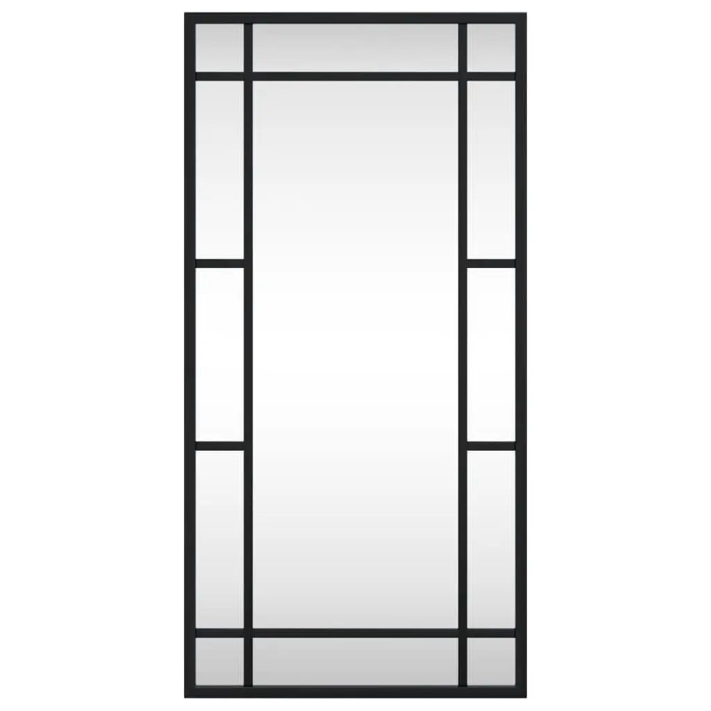 Wall Mirror Iron Frame 30x60 cm Black Rectangle Vertical Horizontal Mount