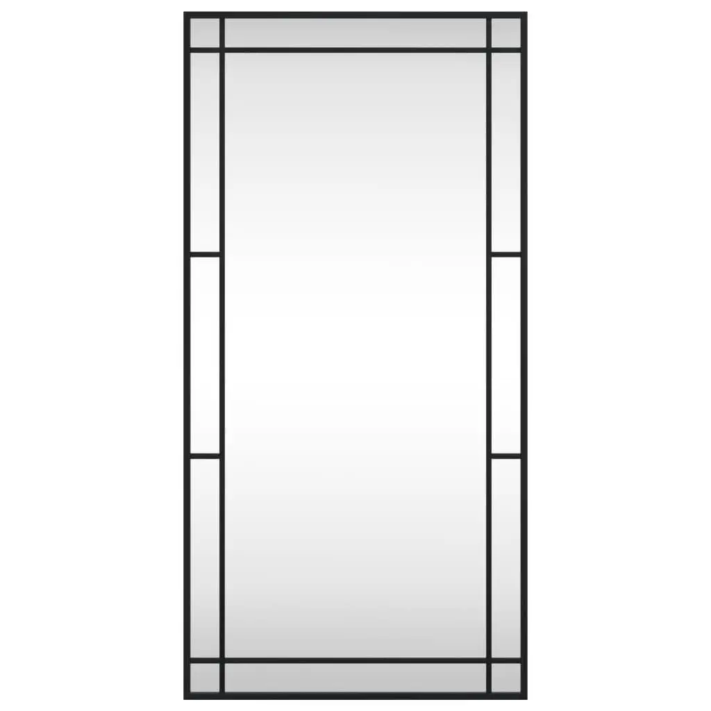 Wall Mirror Rectangle Black 50x100 cm Iron Frame Minimalist Home Decor Hanging