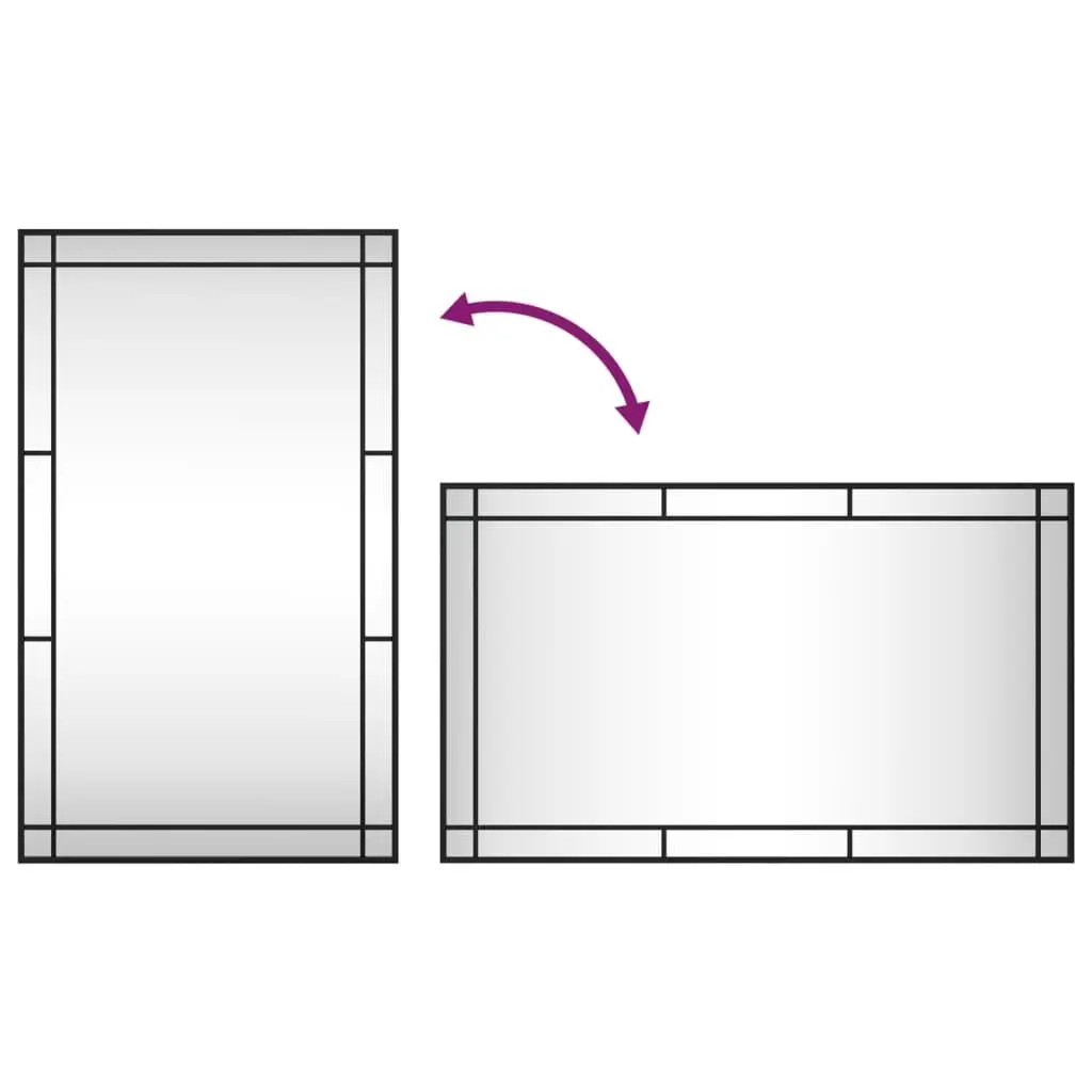 Wall Mirror Rectangle Black 60x100 cm Iron Frame Minimalist Home Decor Hanging