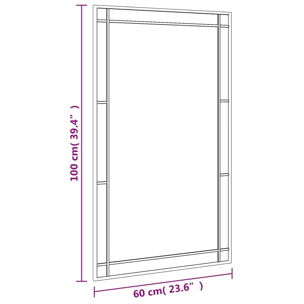 Wall Mirror Rectangle Black 60x100 cm Iron Frame Minimalist Home Decor Hanging