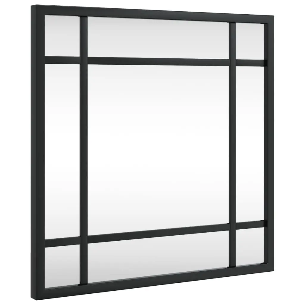 Square Wall Mirror Iron 30x30 cm Black Minimalist Home Decor