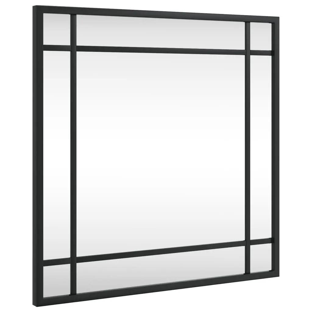 Square Wall Mirror Black 40x40 cm Iron Frame Minimalist Home Decor Hanging