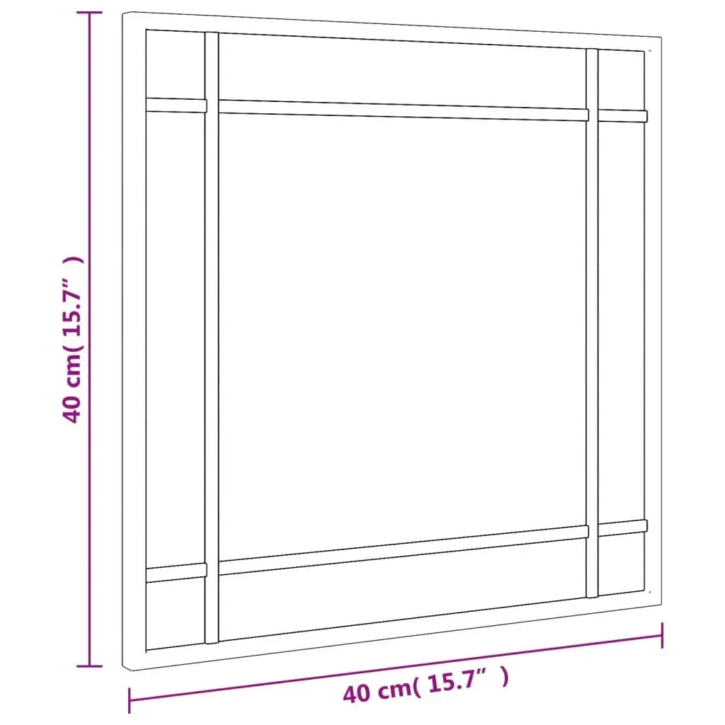 Square Wall Mirror Black 40x40 cm Iron Frame Minimalist Home Decor Hanging