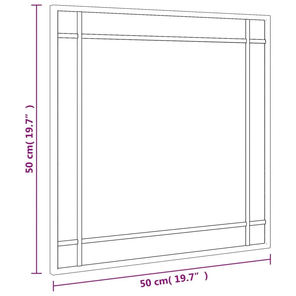 Square Wall Mirror Iron Frame Black 50x50cm Minimalist Home Decor for Bedroom Living Room Bathroom