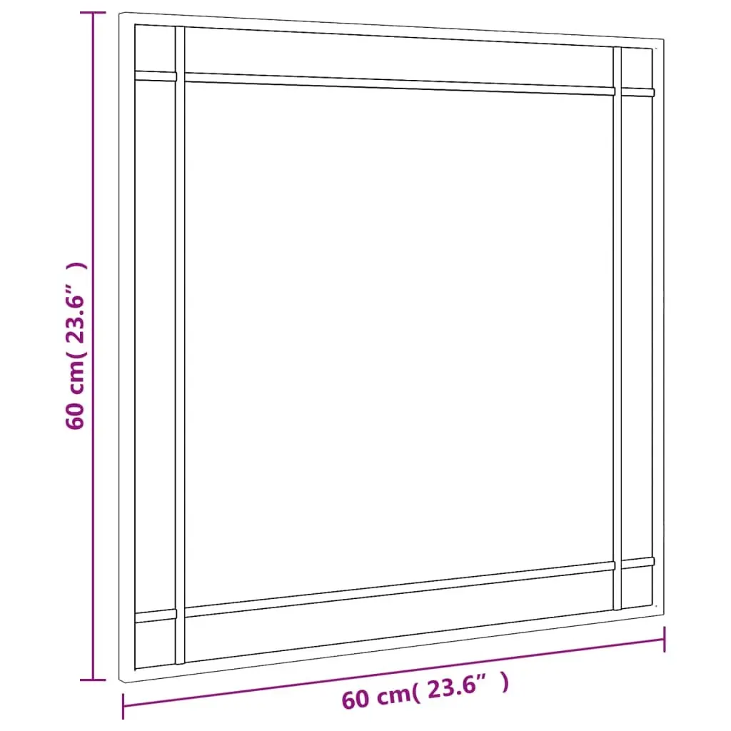 Wall Mirror Square Black 60x60cm Glass Iron Frame Minimalist Home Decor Hanging