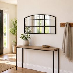 Wall Mirror Black 80x40 cm Arch Iron Frame Bathroom Living Room Bedroom Hallway