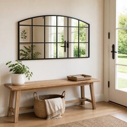 Wall Mirror Black Arch Iron Frame 100x50 cm Home Decor Bedroom Hallway Living