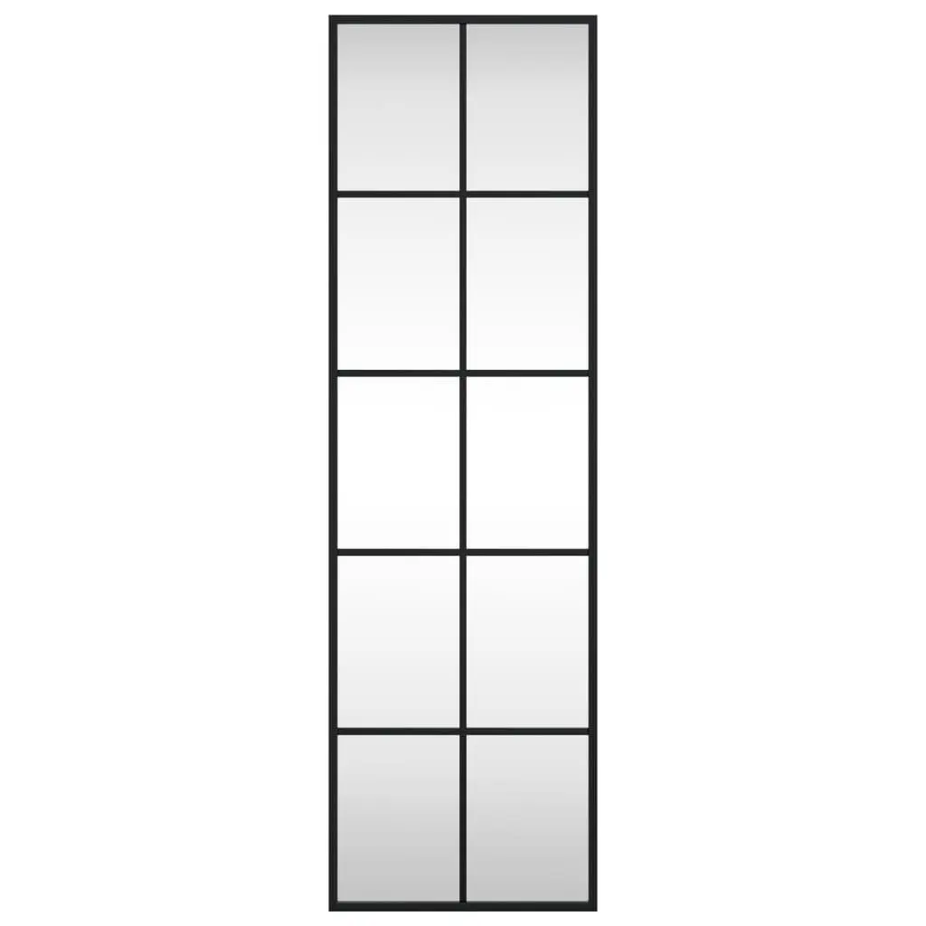 Wall Mirror Glass Iron Black 30x100 cm Vertical Horizontal Mount Home Decor