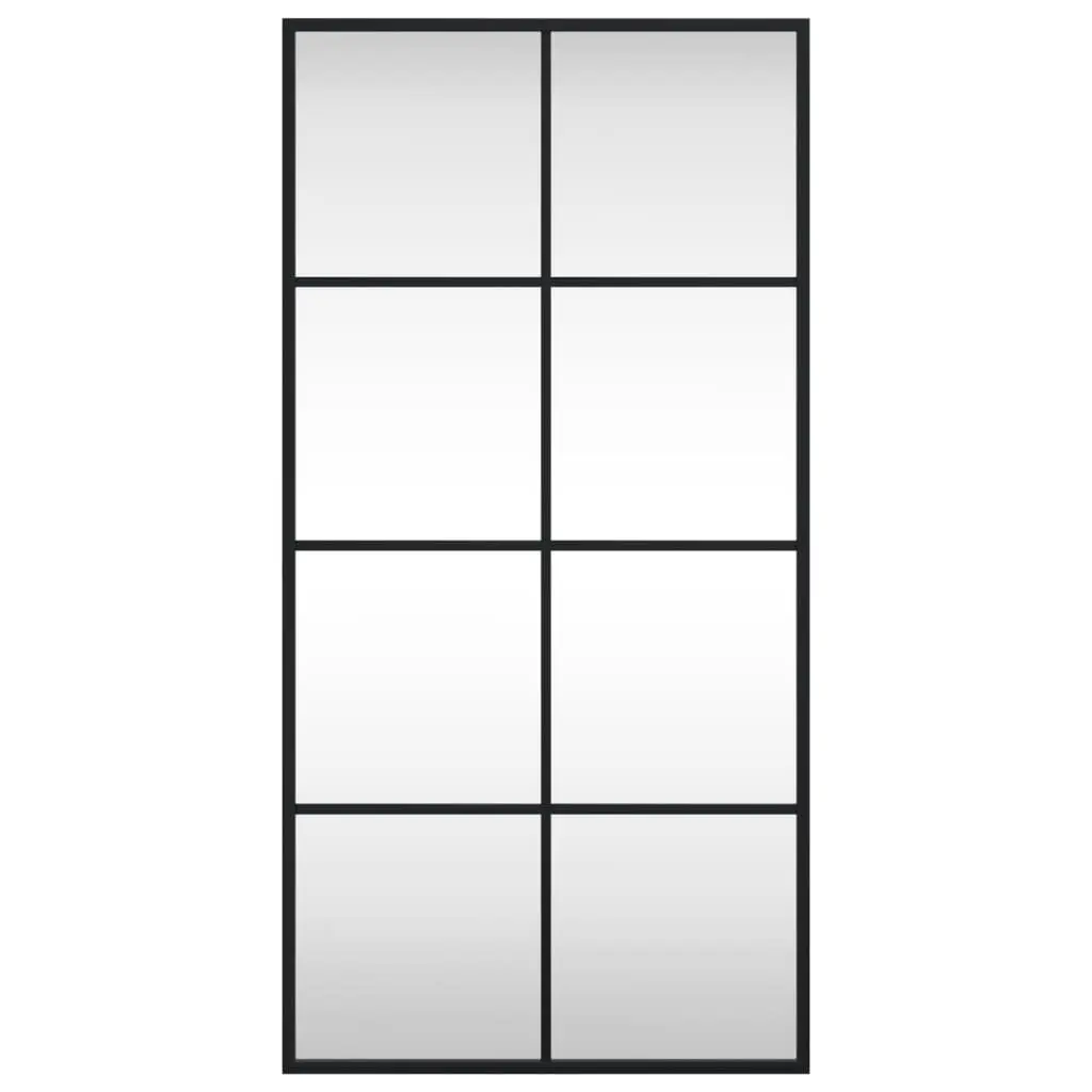 Wall Mirror Rectangle Black 40x80 cm Minimalist Iron Frame Glass Decor Hanging