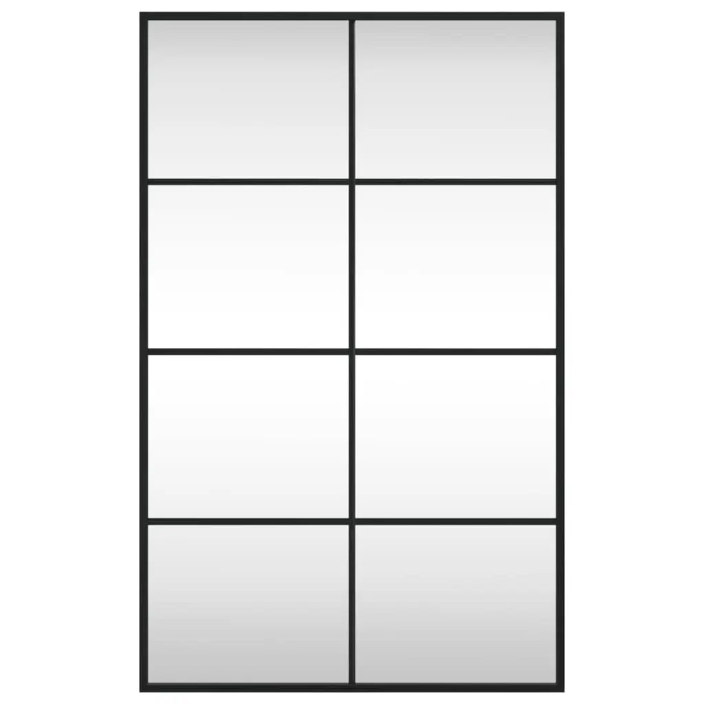 Wall Mirror Rectangle Black 50x80 cm Iron Frame Minimalist Home Decor Hanging