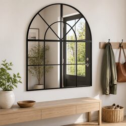 Wall Mirror Black Arch Iron Frame 80x40 cm Bedroom Hallway Living Room Decor