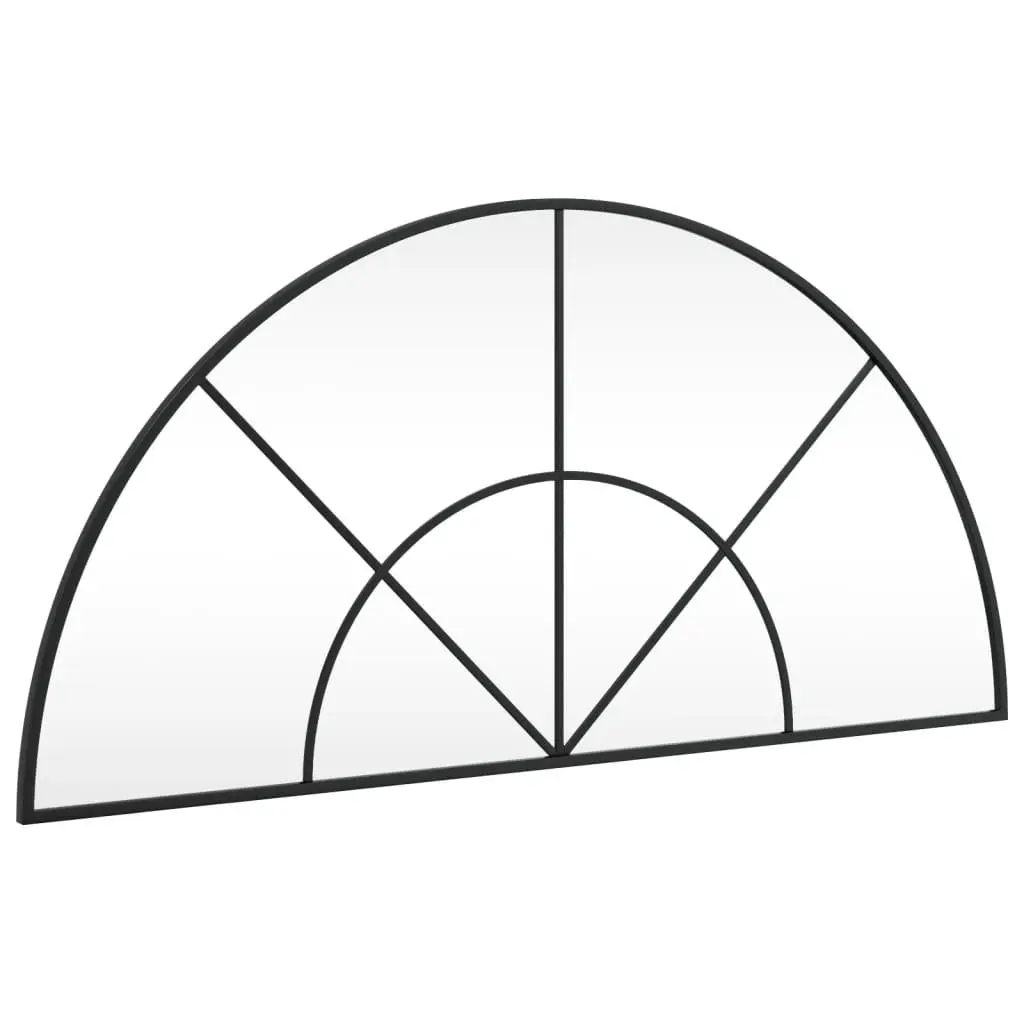 Wall Mirror Black Arch Design Iron Frame 100x50 cm Home Decor Bedroom Hallway