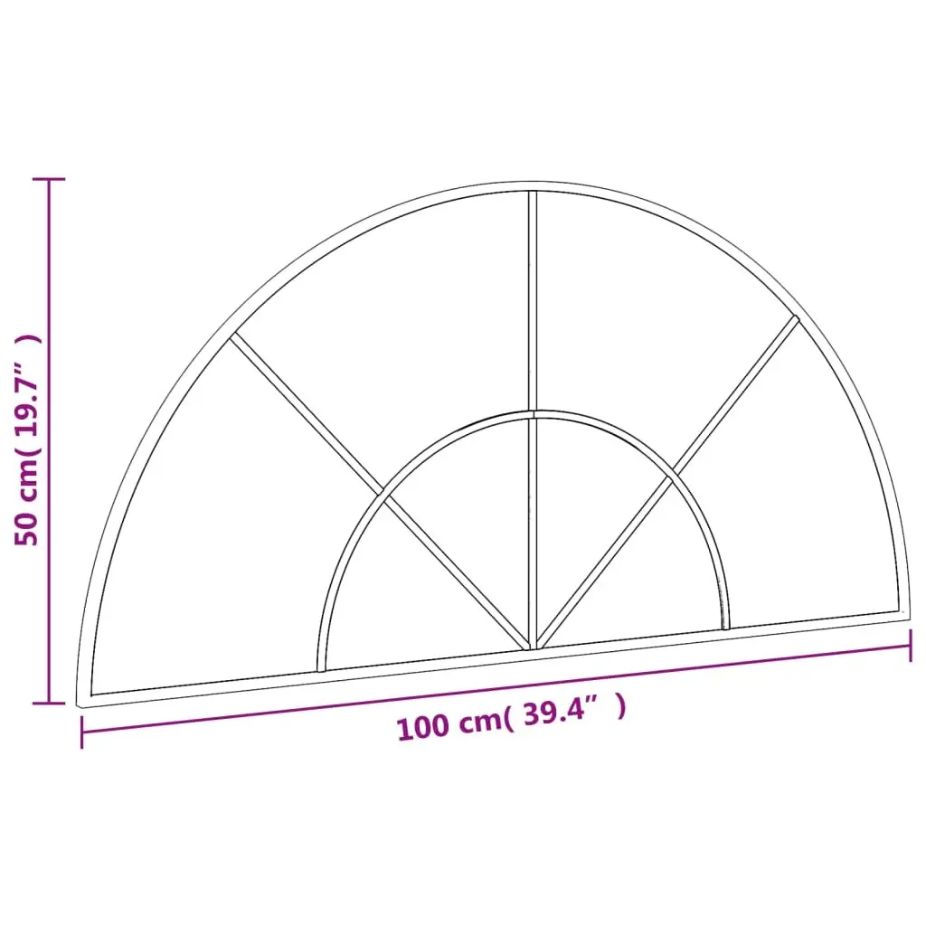 Wall Mirror Black Arch Design Iron Frame 100x50 cm Home Decor Bedroom Hallway