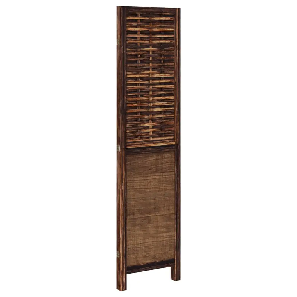 3 Panel Room Divider Privacy Screen Indoor Partition Dark Brown Wood Frame Folding Bamboo Strips