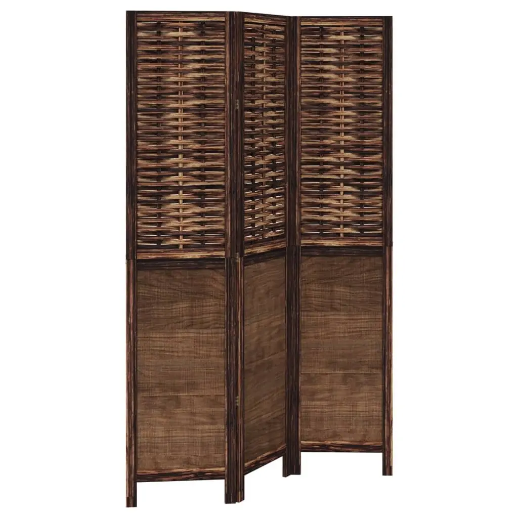 3-Panel Dark Brown Room Divider for Home