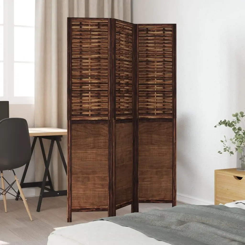 3-Panel Dark Brown Room Divider for Home