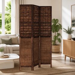 Room Divider 3 Panel Folding Privacy Screen Wooden Partition Indoor Decorative