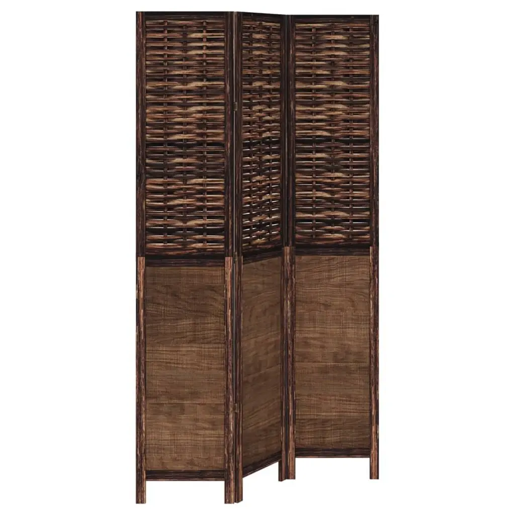 3 Panel Folding Privacy Screen Wooden Room Divider Indoor Brown