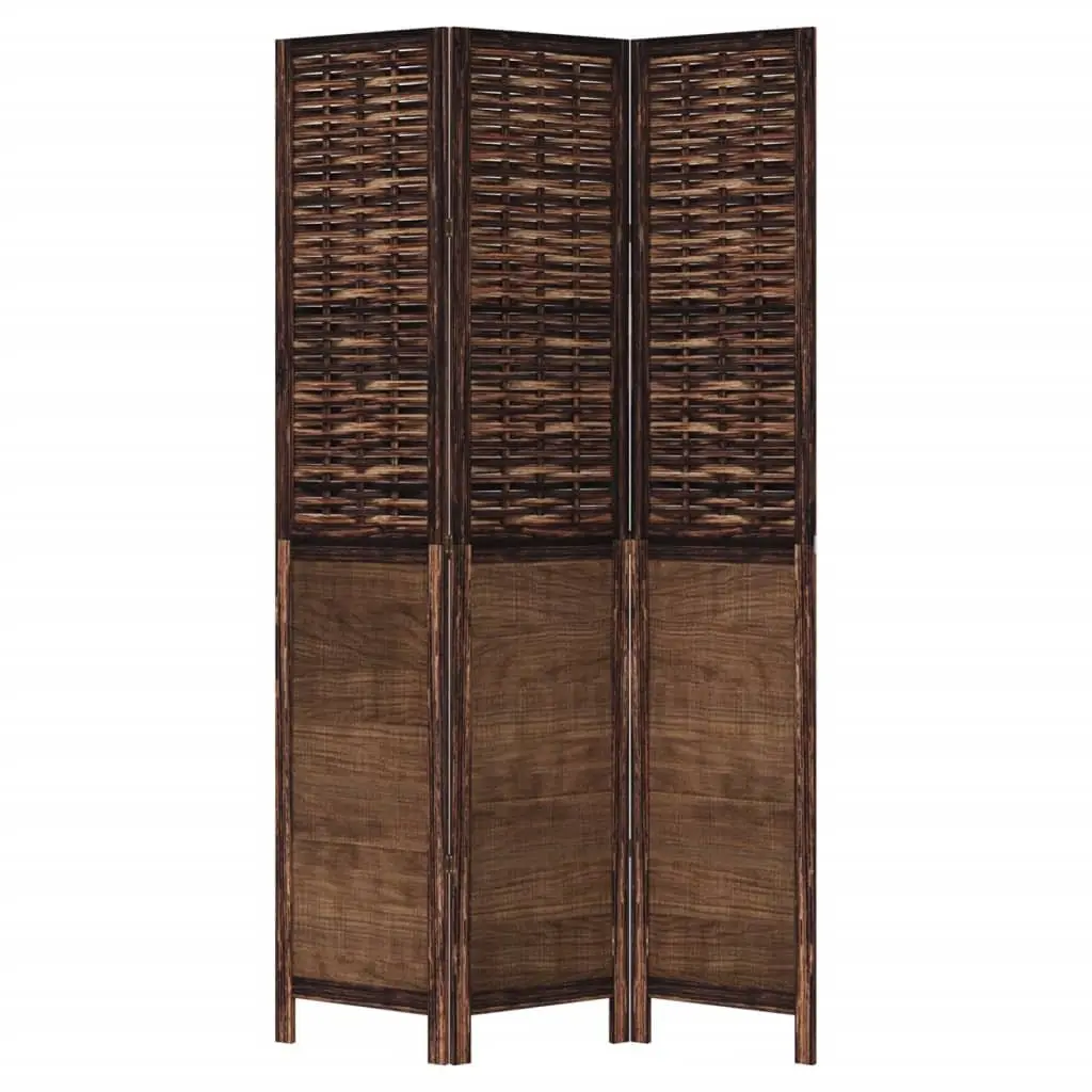 3 Panel Folding Privacy Screen Wooden Room Divider Indoor Brown