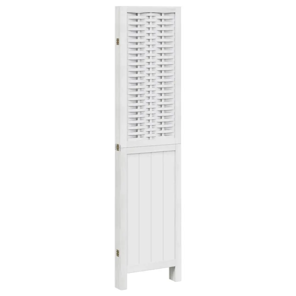 Room Divider 4 Panels Solid Paulownia Wood White Folding Screen Privacy Partition Indoor Decor