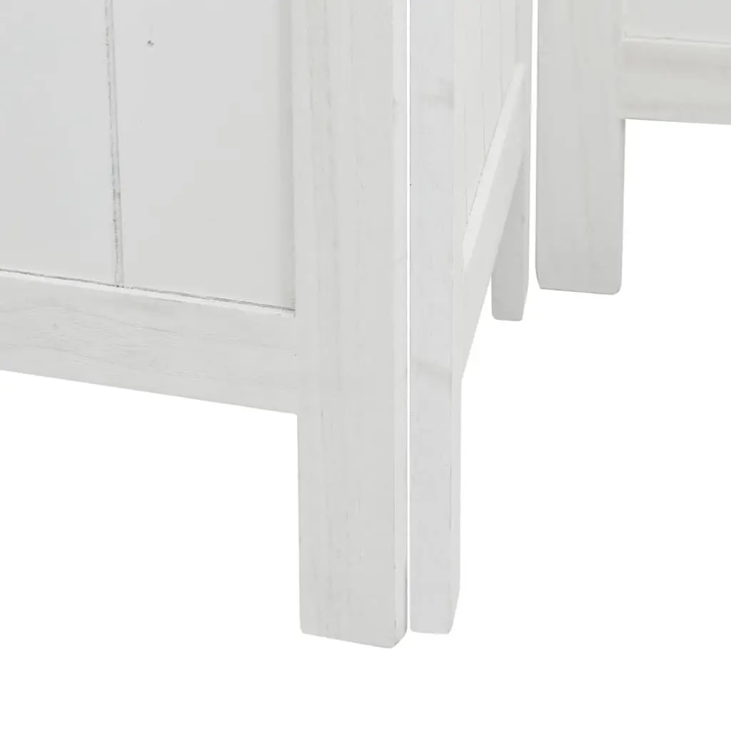Room Divider 4 Panels Solid Paulownia Wood White Folding Screen Privacy Partition Indoor Decor