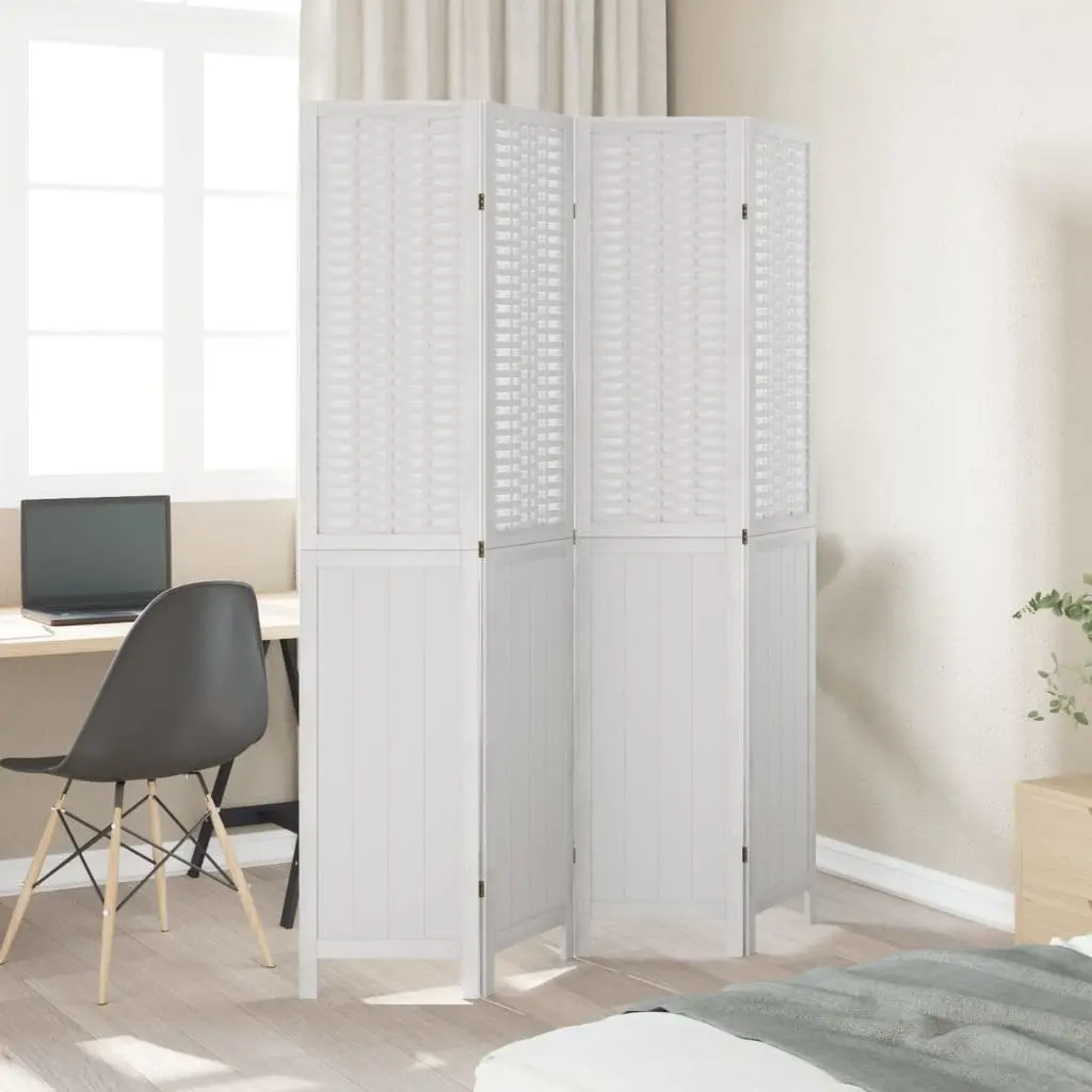 Room Divider 4 Panels White Folding Privacy Screen Partition Indoor Decorative
