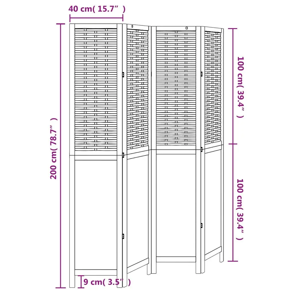 Room Divider 4 Panels White Folding Privacy Screen Partition Indoor Decorative