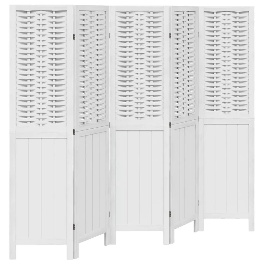 Room Divider 5 Panels White Folding Privacy Screen Indoor Partition Decorative