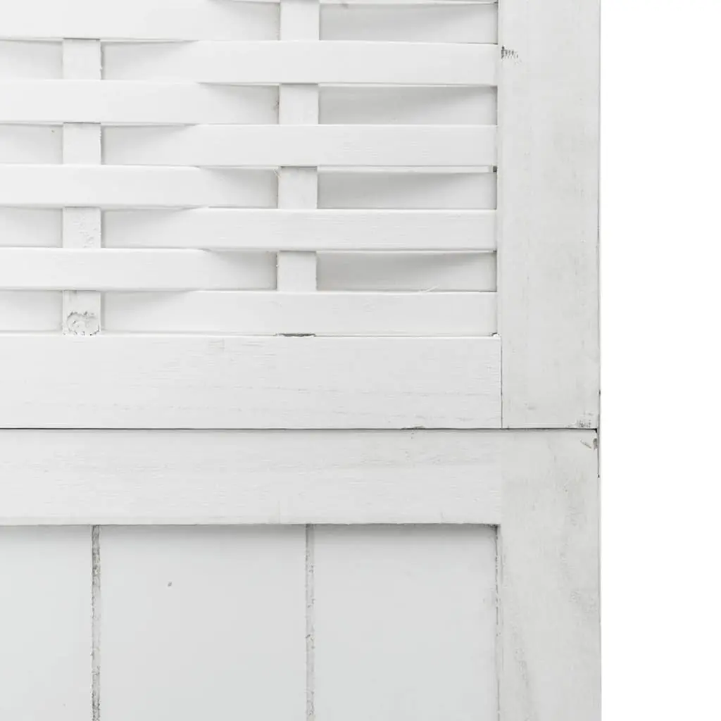 Room Divider Bamboo and Wood 5 Panels White Folding Privacy Screen Partition Indoor Decorative