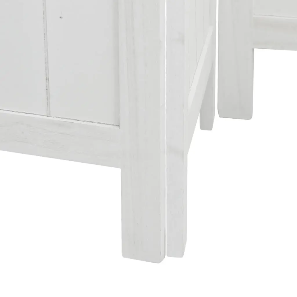 Room Divider Folding Privacy Screen 5 Panels White Bamboo and Engineered Wood