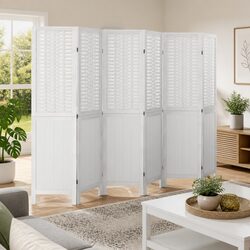 Practical 6-Panel White Room Divider for Various Spaces
