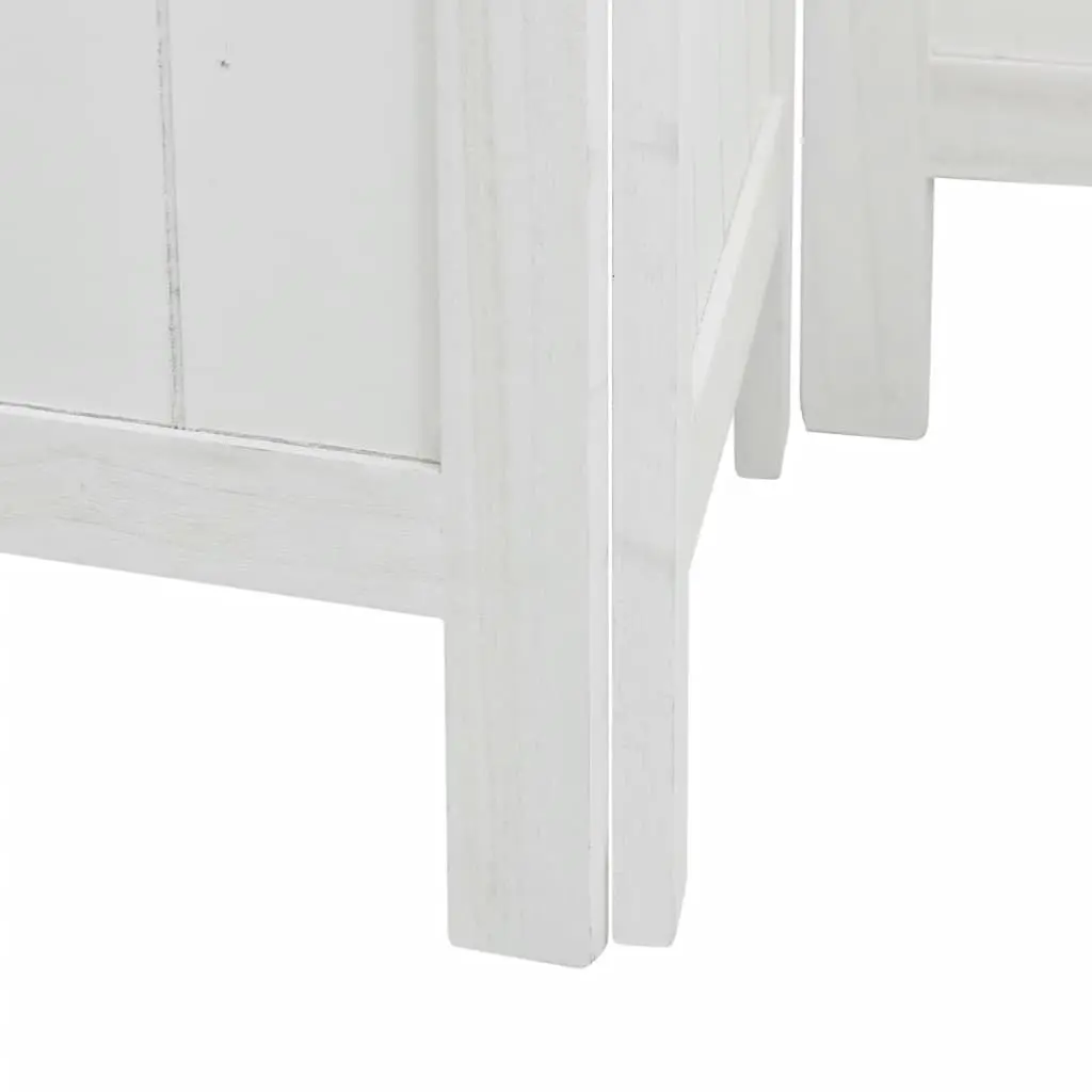 Room Divider Folding Privacy Screen 6 Panels White Bamboo and Engineered Wood Indoor Partition