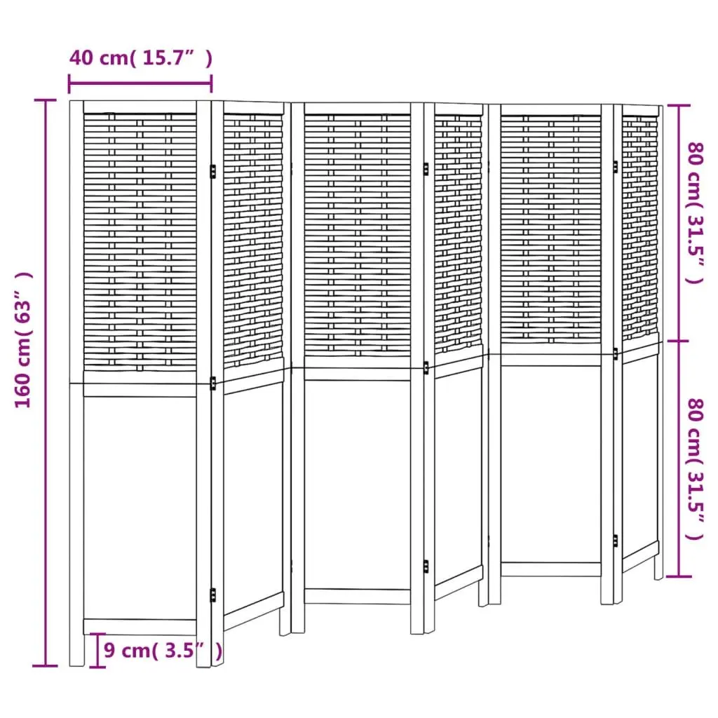 Room Divider Folding Privacy Screen 6 Panels White Bamboo and Engineered Wood Indoor Partition