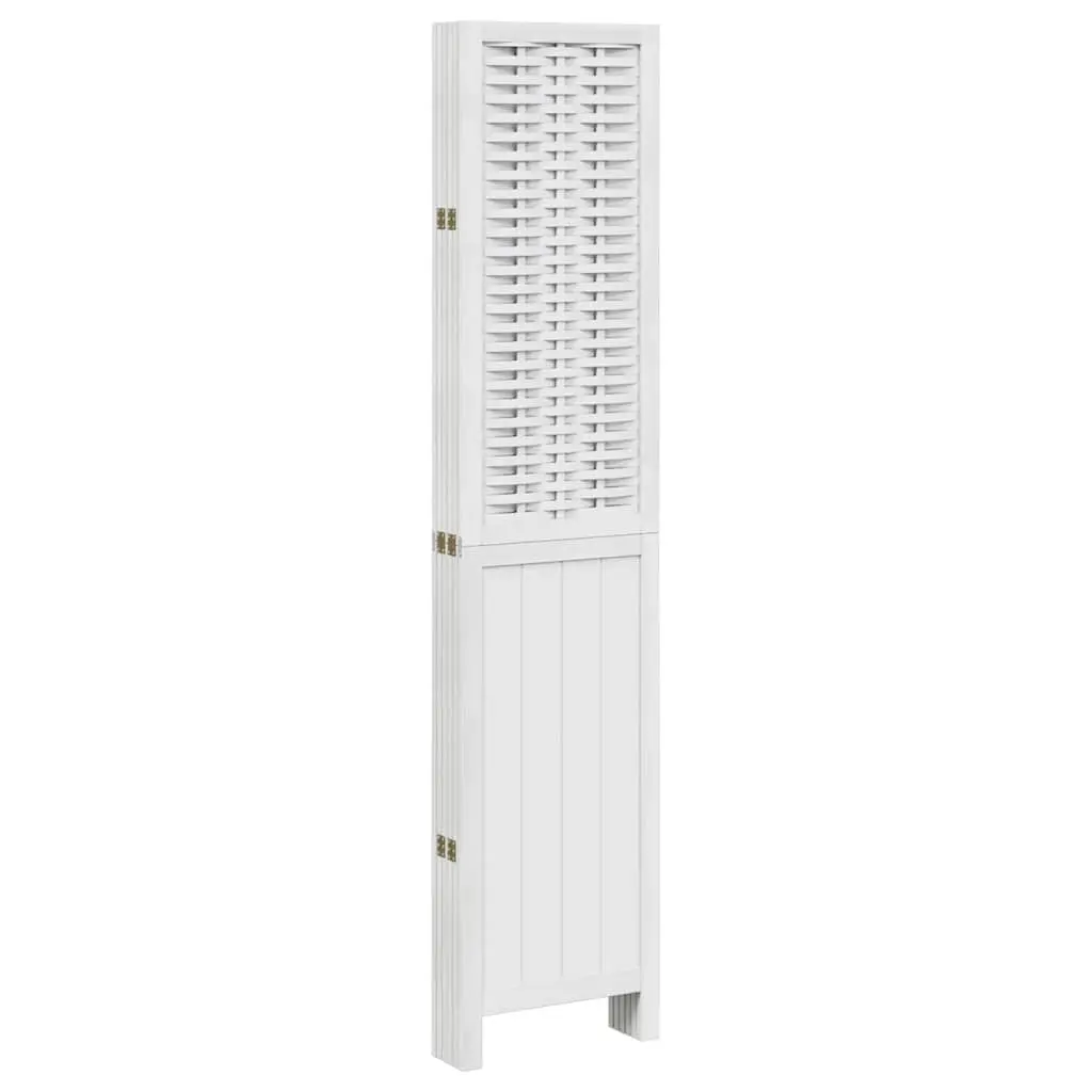 Room Divider Folding 6 Panels White Bamboo and Engineered Wood