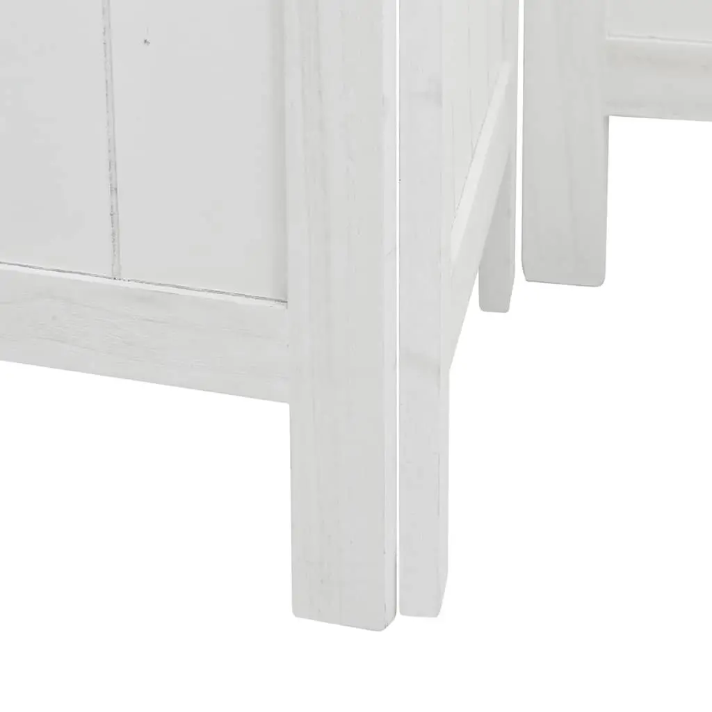 Room Divider Folding 6 Panels White Bamboo and Engineered Wood