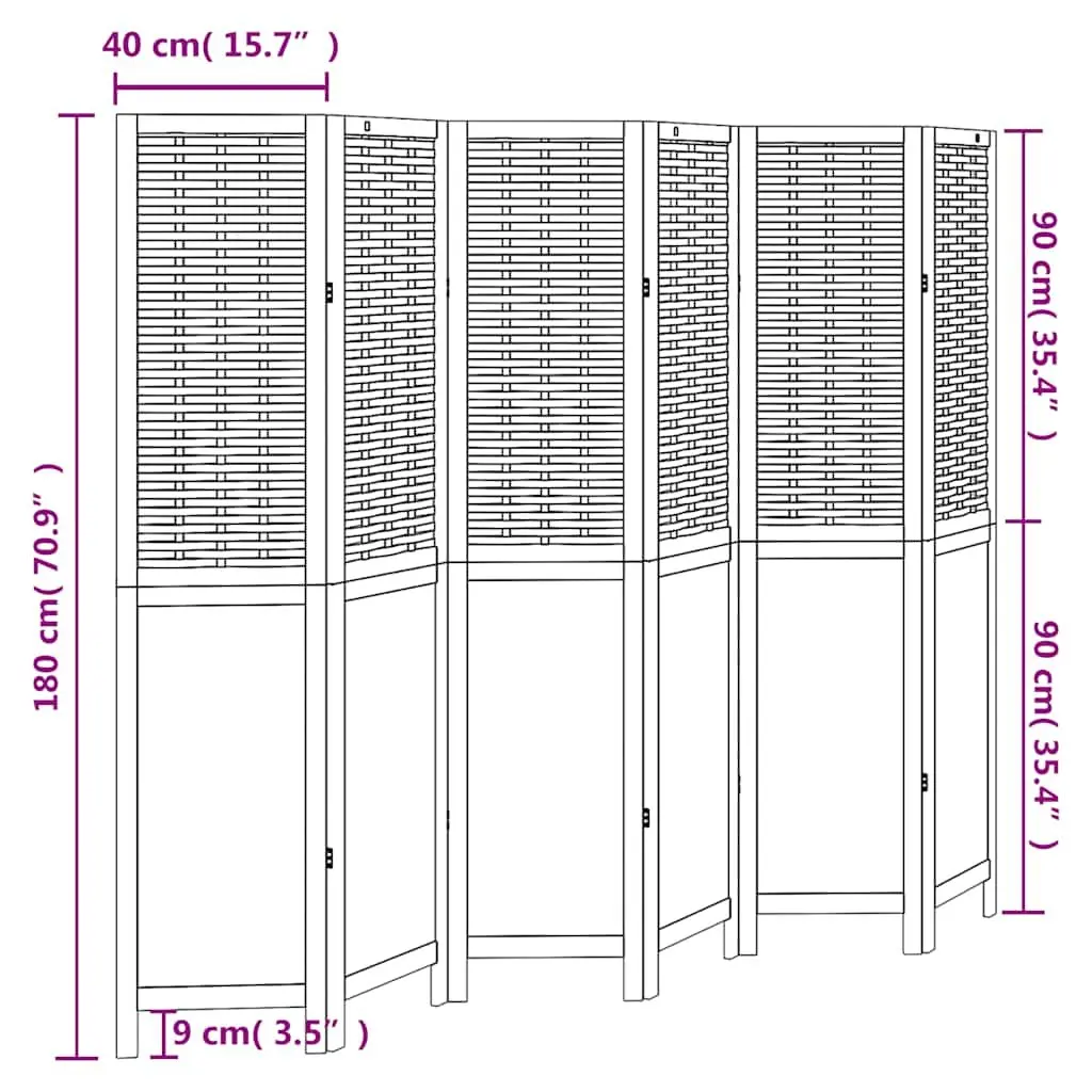 Room Divider Folding 6 Panels White Bamboo and Engineered Wood