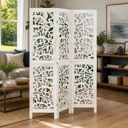 Practical 3-Panel White Room Divider for Everyday Use