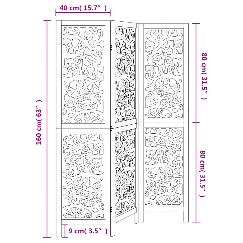 Room Divider 3 Panels White Folding Privacy Screen Indoor Partition Decorative
