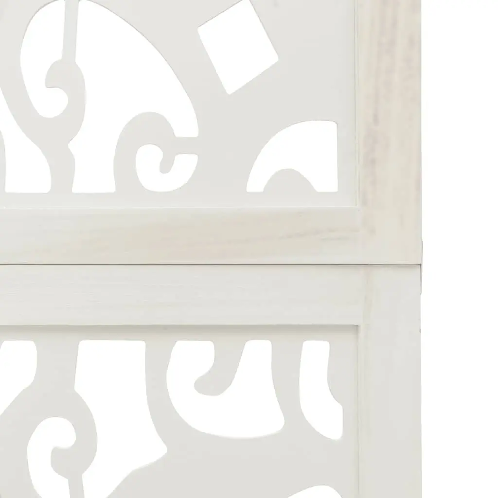 Room Divider Wood Frame 4 Panels White Folding Privacy Screen Indoor Partition