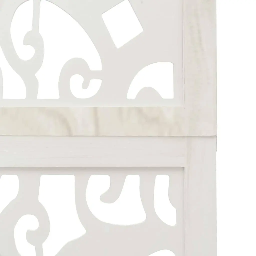 Room Divider Folding Paulownia Wood 4 Panel White Screen Privacy Partition