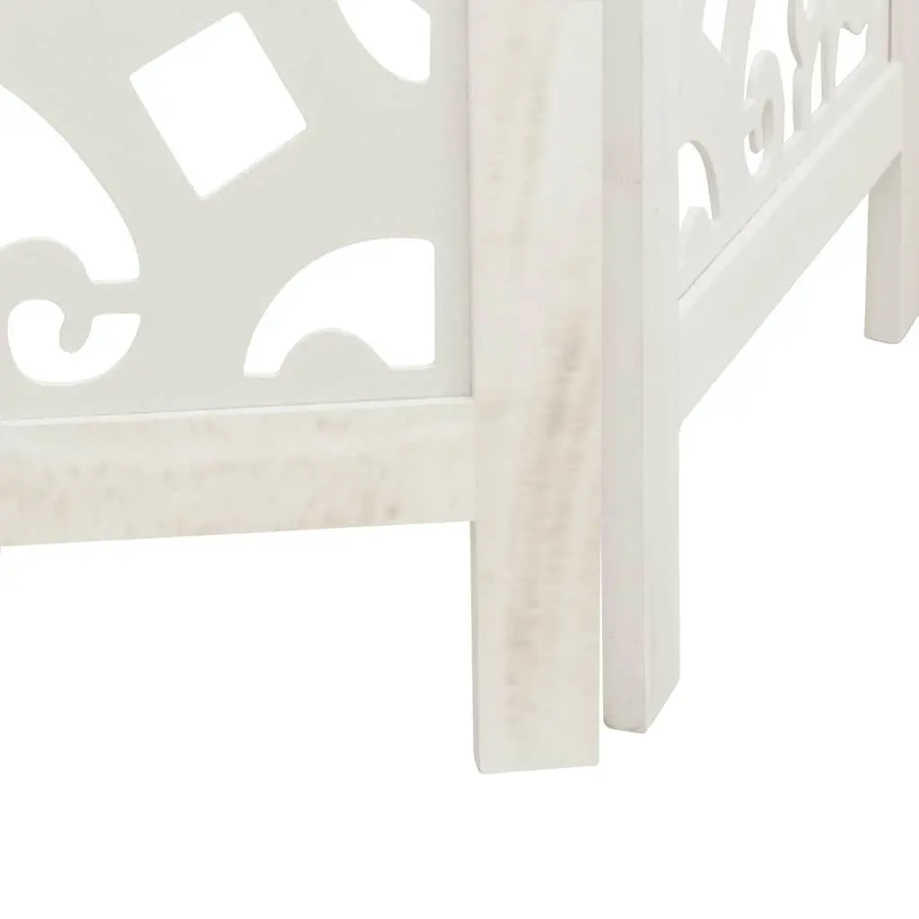Room Divider Folding Paulownia Wood 4 Panel White Screen Privacy Partition