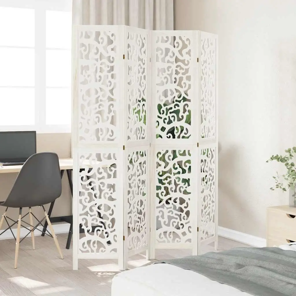 Room Divider 4 Panels White Folding Privacy Screen Partition Indoor Decorative