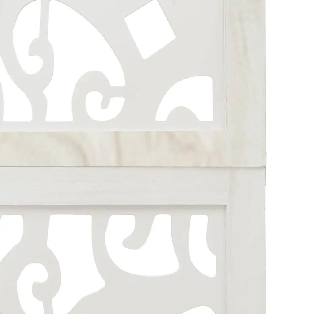 Room Divider 5 Panels White Folding Privacy Screen Partition Engineered Wood Paulownia Wood Indoor