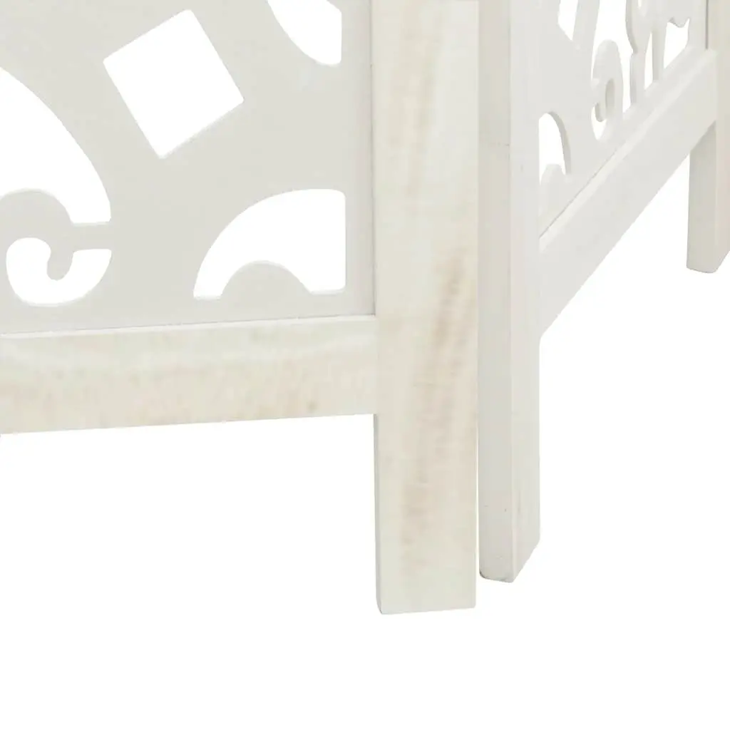 Room Divider 5 Panels White Folding Privacy Screen Partition Engineered Wood Paulownia Wood Indoor