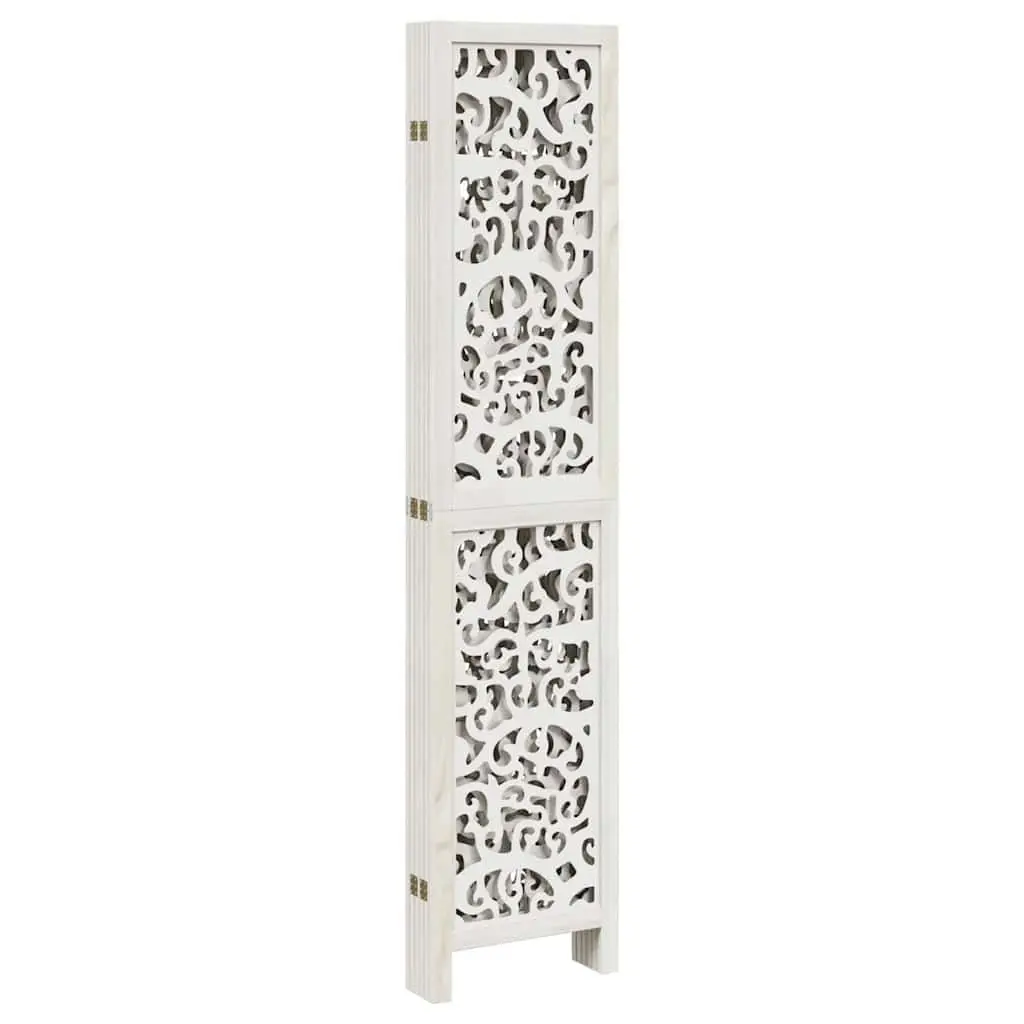Room Divider Folding Privacy Screen 6 Panels White Paulownia Wood Indoor