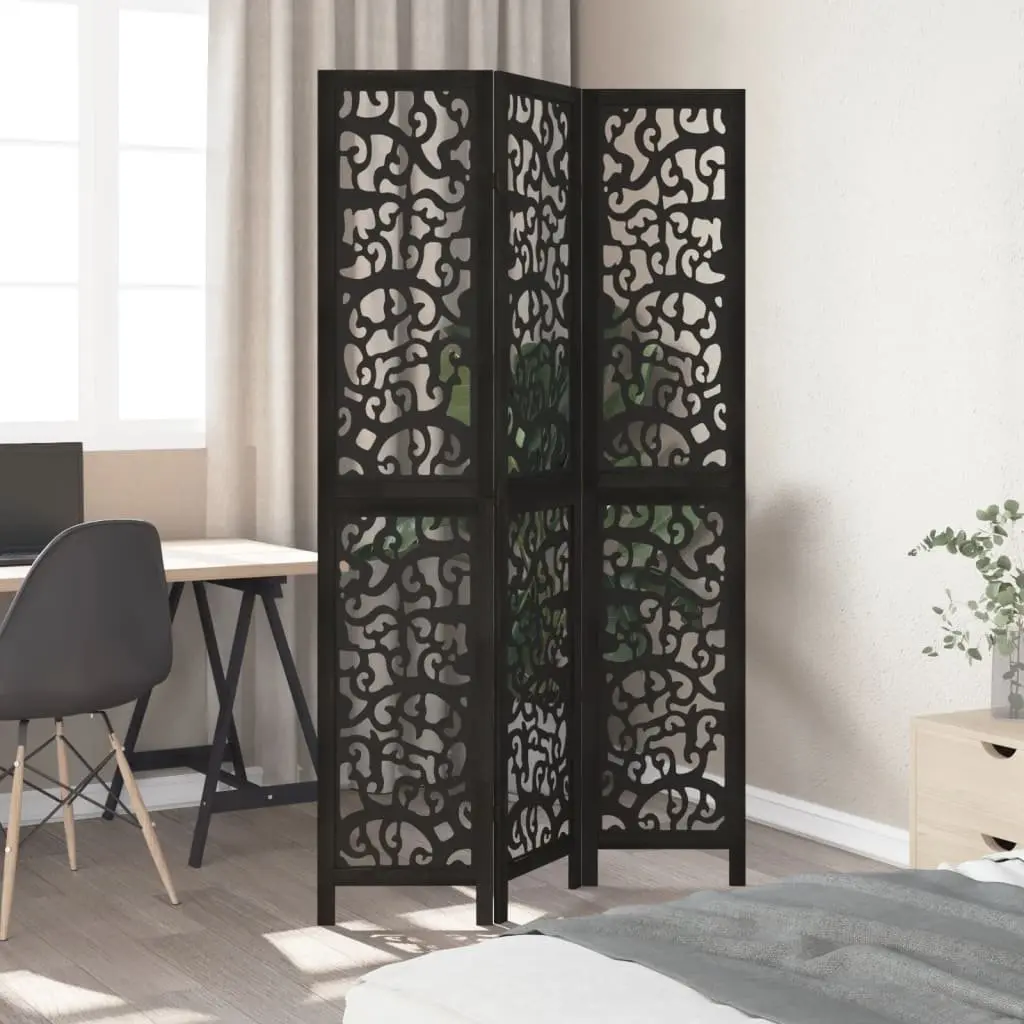 Room Divider 3 Panel Black Folding Privacy Screen Partition Indoor Decor